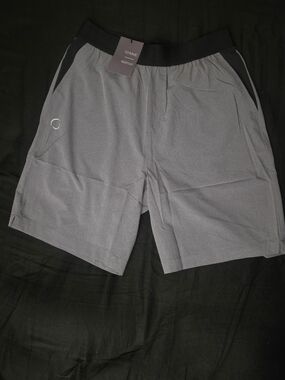 Warrior I Men's Gray Yoga Shorts with Black Waistband